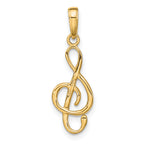 Sophia Jewelers 14K Gold 3D Treble Clef Pendant with Polished Finish