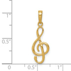 Sophia Jewelers 14K Gold 3D Treble Clef Pendant with Polished Finish