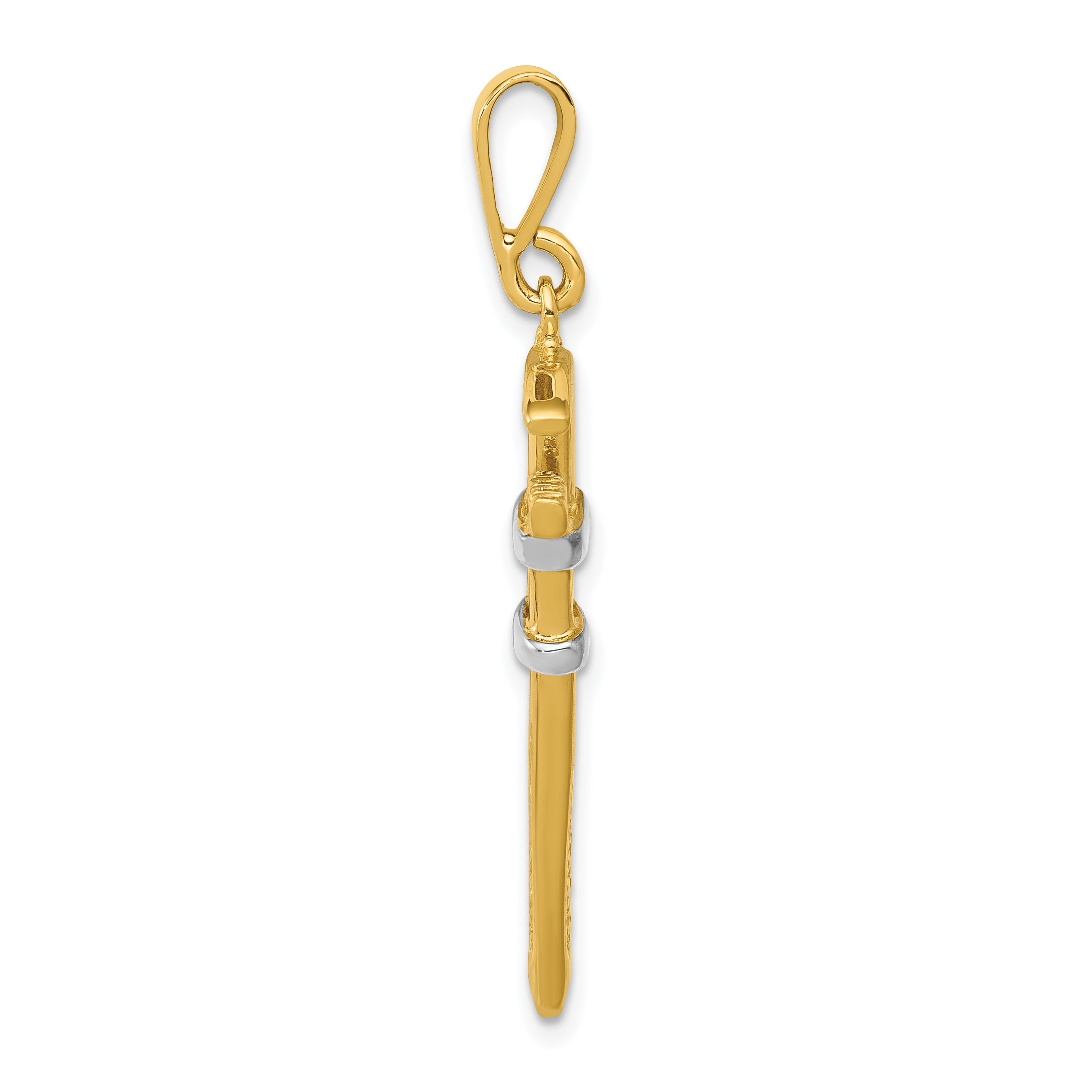 14K w/Rhodium 3-D Pipe Wrench Charm Secondary image