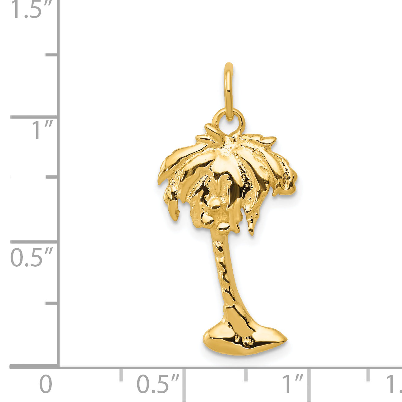 14K Gold Women's Palm Tree Charm with Polished Finish