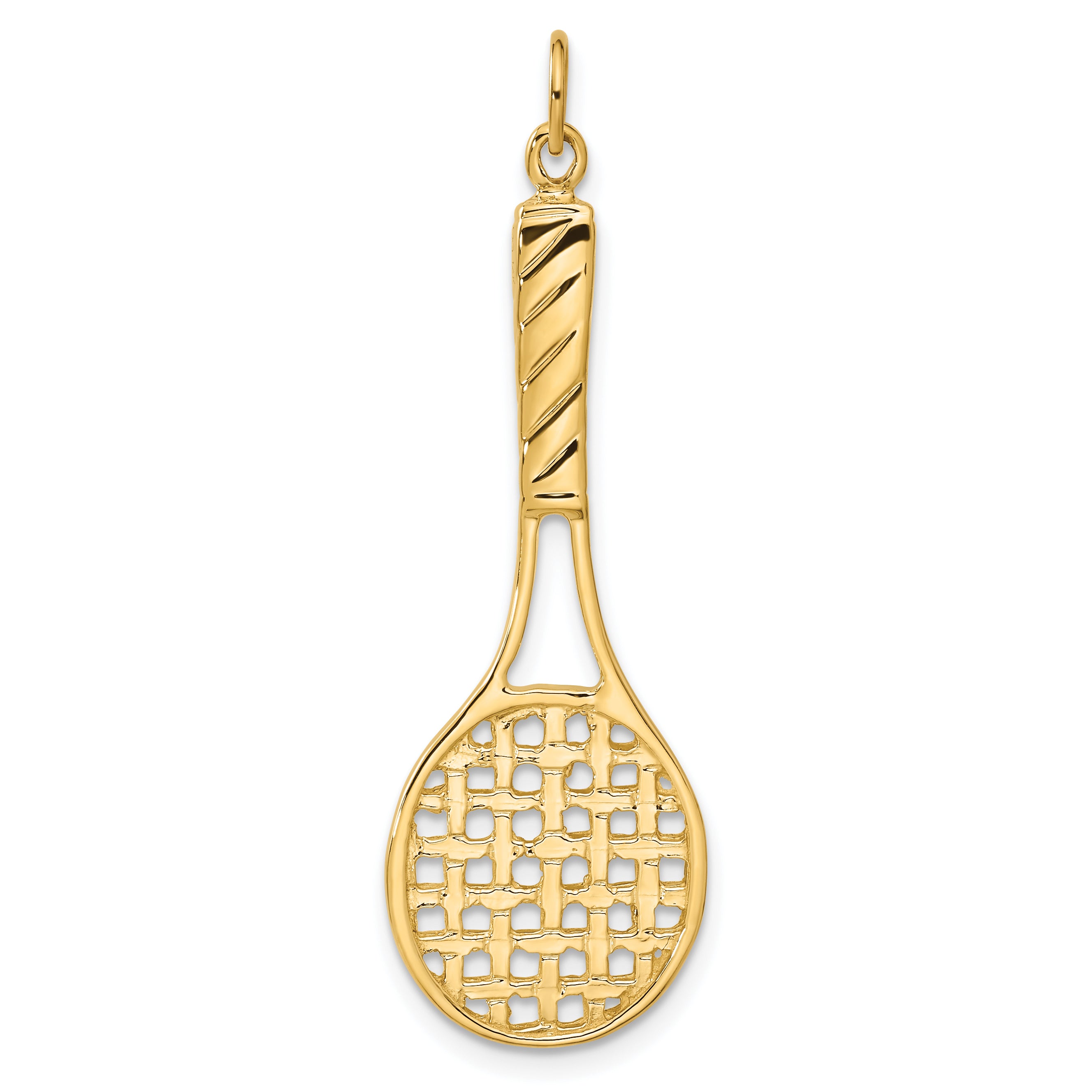 Sophia Jewelers 14K Gold Tennis Racquet Pendant for Men, Polished Finish