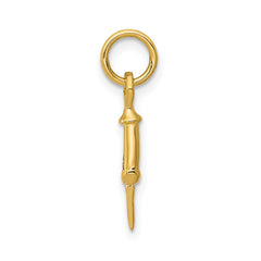 14K Gold Polished 3D Syringe Charm for Elegant Jewelry
