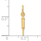 14K Gold Polished 3D Syringe Charm for Elegant Jewelry