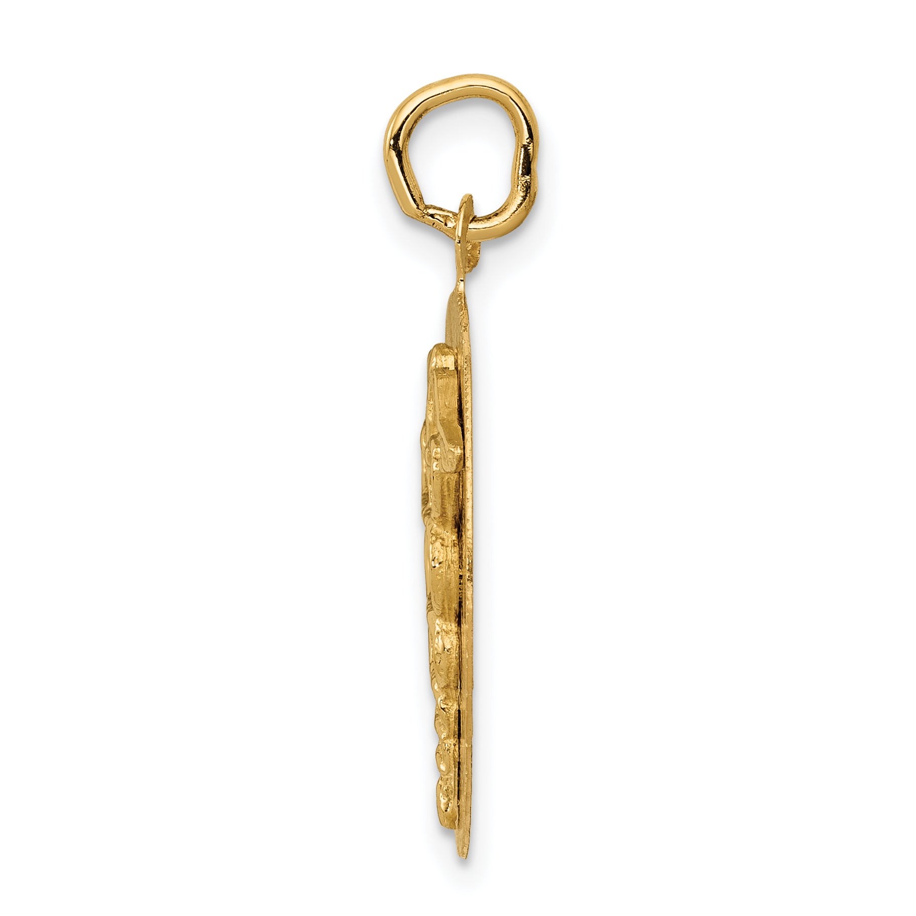 14K Gold Caduceus Disc Charm with Polished Engravable Design Secondary image