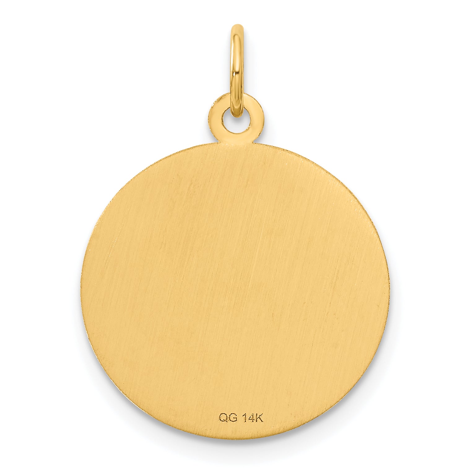 14K Gold Caduceus Disc Charm with Polished Engravable Design