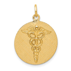 14k Caduceus Disc Charm