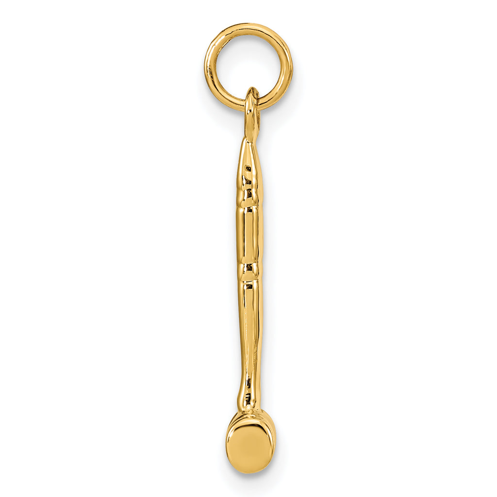 14K Gold Polished 3D Gavel Charm for Men by Sophia Jewelers
