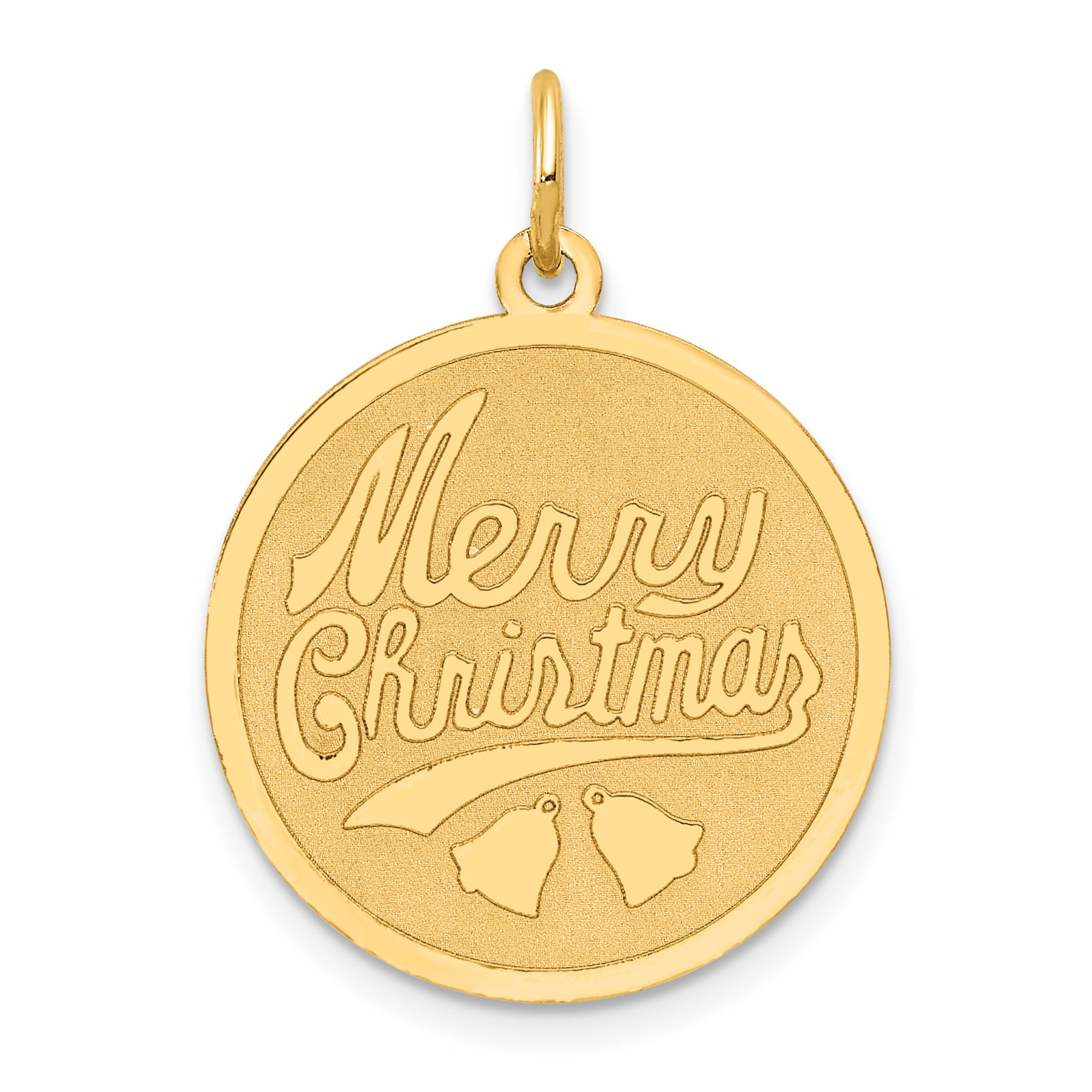 14k Merry Christmas Disc Charm