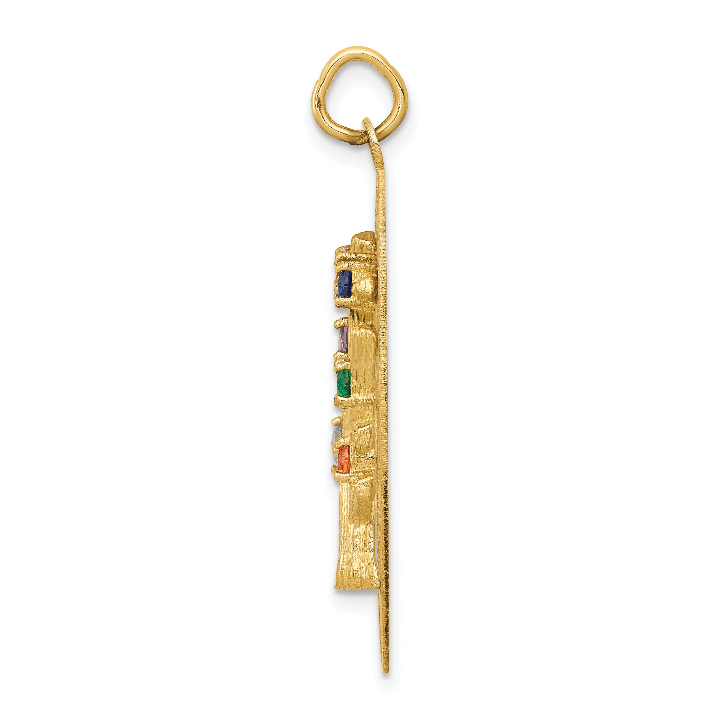 14K Gold Tree of Life Pendant with Colorful CZ Birthstones Polished Finish Secondary image