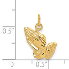 14K Gold Praying Hands Charm Solid Die Struck Elegant Design