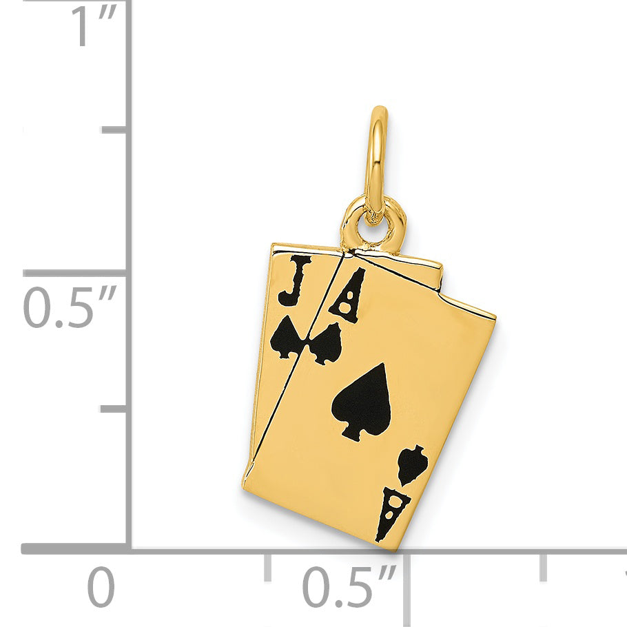 14k Enameled Blackjack Playing Cards Charm