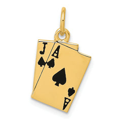 14k Enameled Blackjack Playing Cards Charm