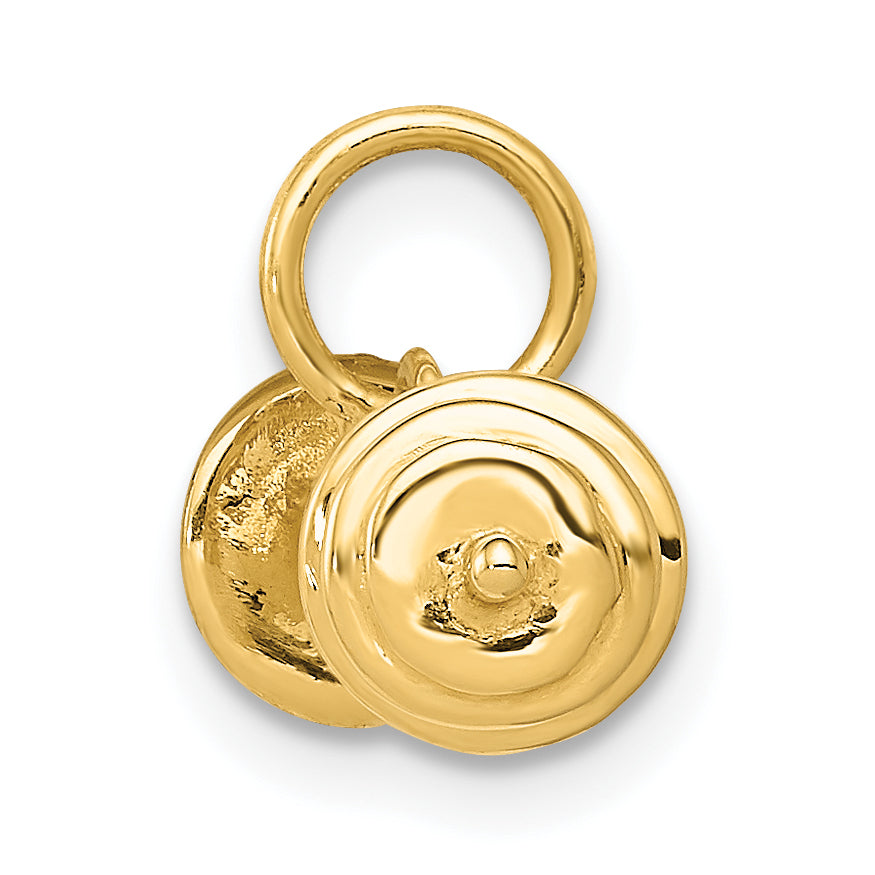 14K Yellow Gold 3D Barbell Charm with Polished Finish Secondary image