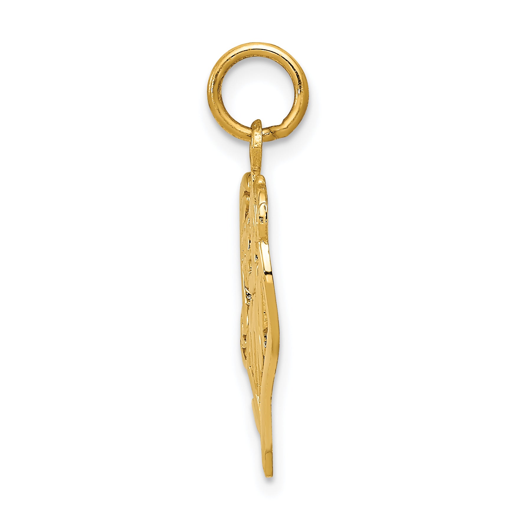 14K Gold #1 Mom Heart Charm with Polished Elegant Finish