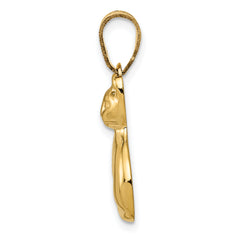 14K Yellow Gold Cat Charm Pendant with Elegant Design