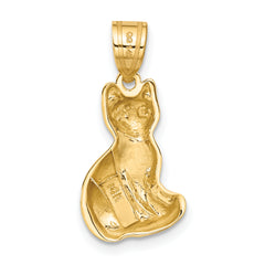 14K Yellow Gold Cat Charm Pendant with Elegant Design