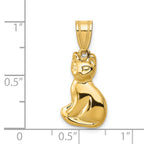 14K Yellow Gold Cat Charm Pendant with Elegant Design