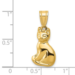 14K Yellow Gold Cat Charm Pendant with Elegant Design