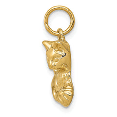14K Gold Polished Cat Charm Pendant by Sophia Jewelers