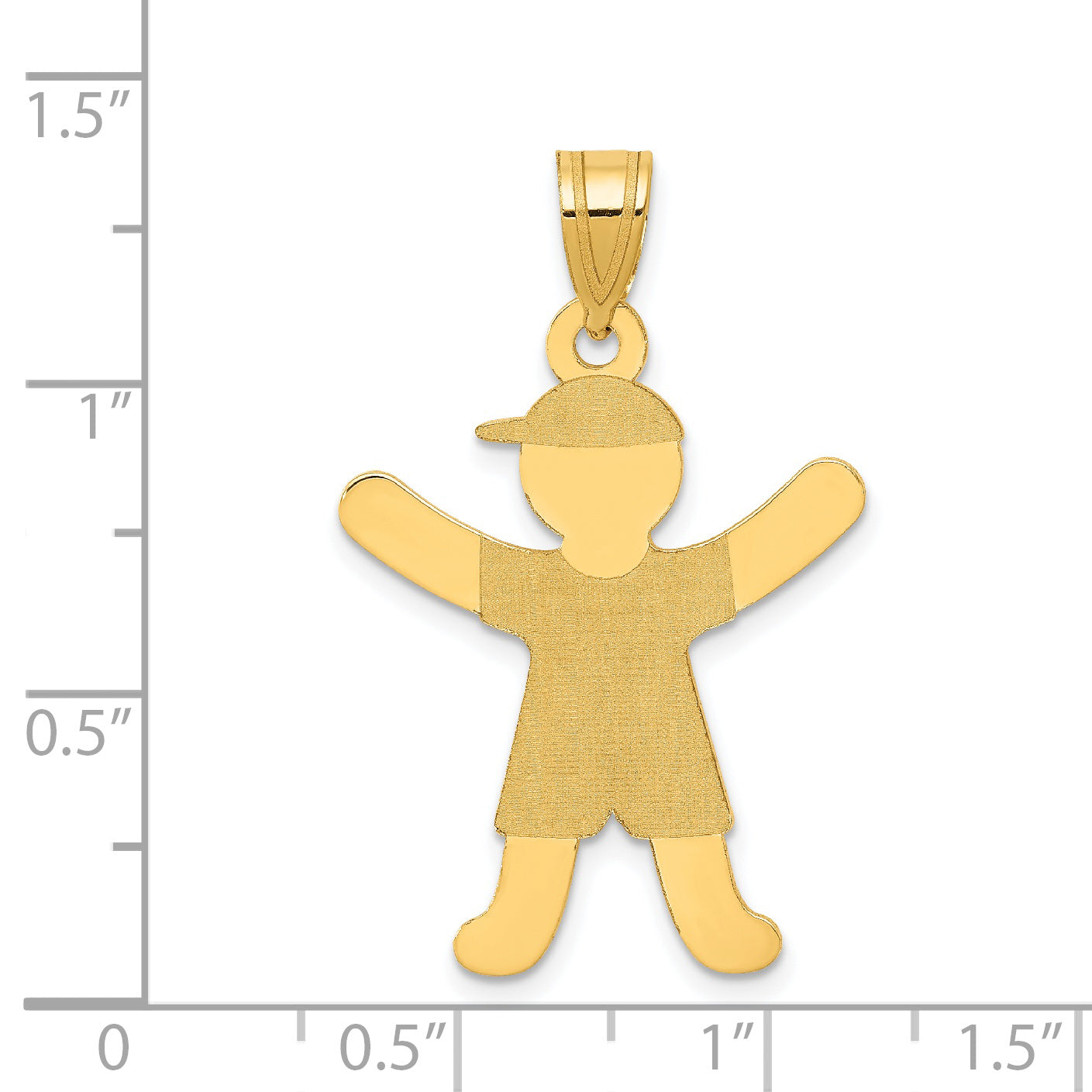 14K Gold Boy with Hat Charm Laser Polished, Themed Pendant