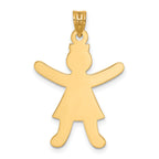 14K Gold Laser Cut Girl Charm Pendant Elegant Yellow Finish