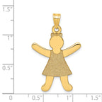 14K Gold Laser Cut Girl Charm Pendant Elegant Yellow Finish