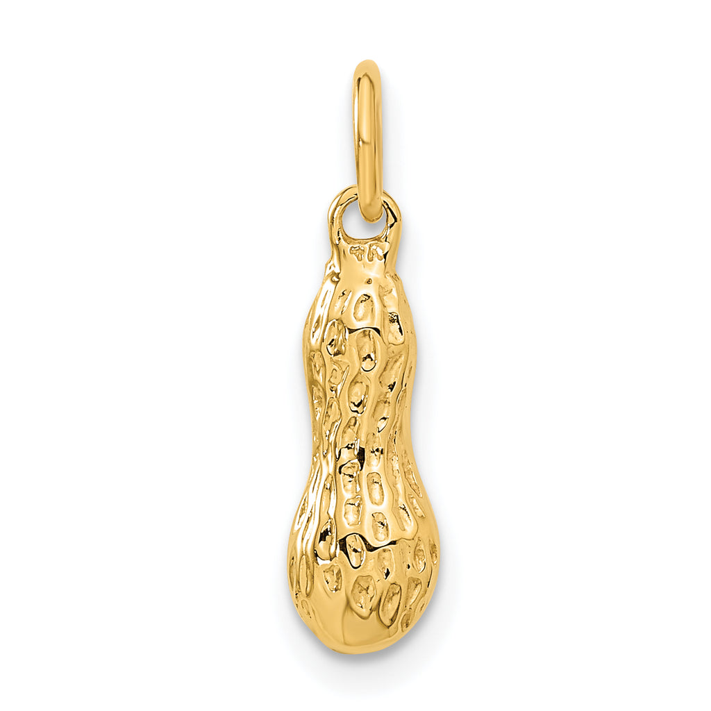 14K Gold Polished 3D Peanut Charm with Textured Finish by Sophia Jewelers