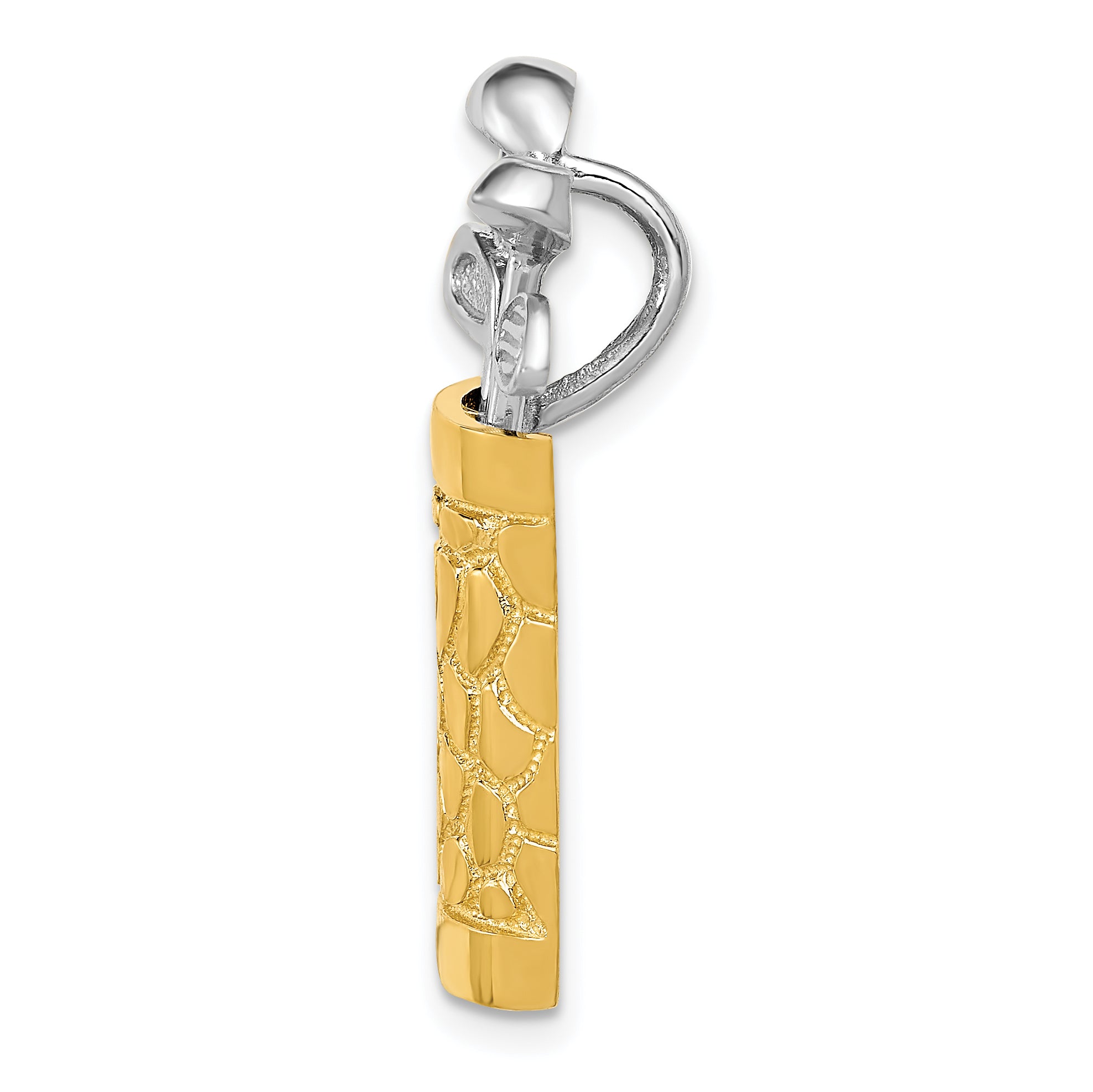 14K Two-Tone Gold Men's Golf Bag Pendant Polished and Textured Secondary image