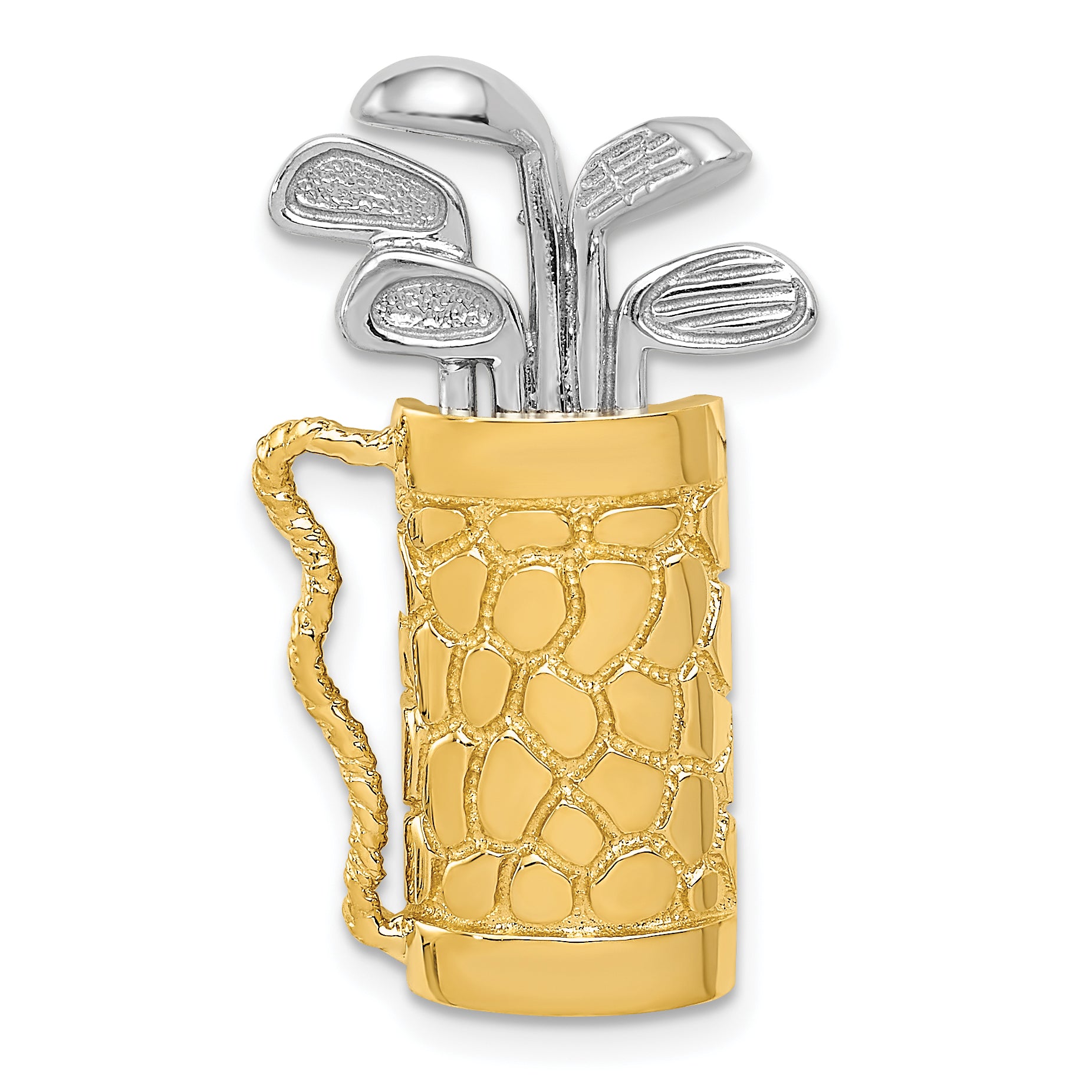 14k Two-tone Golf Bag with Clubs Pendant Main image