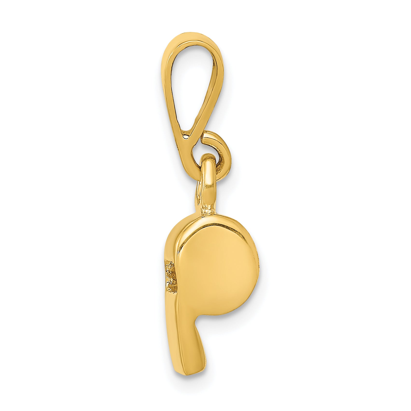 14K Gold 3D Sports Whistle Pendant with Polished Finish Secondary image