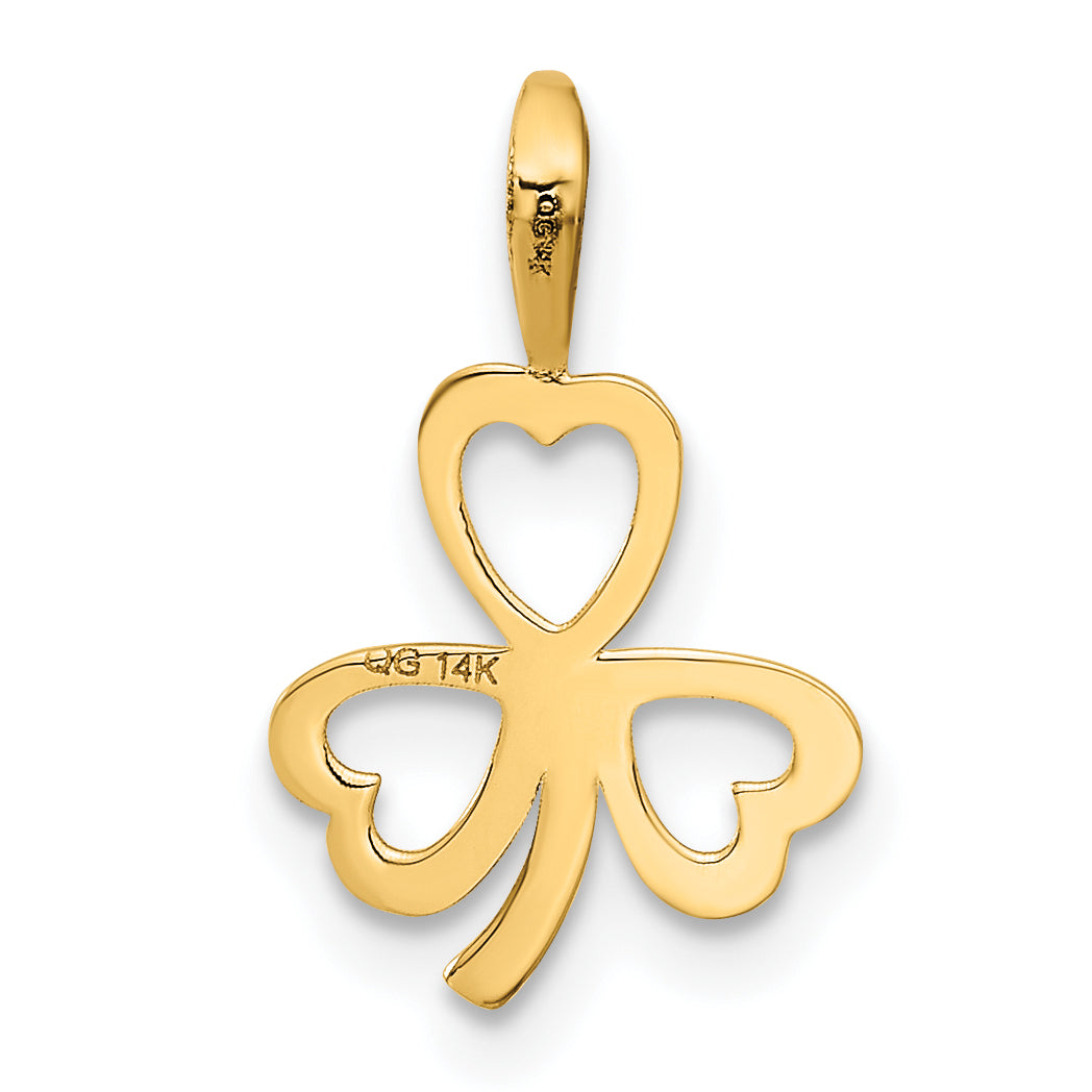 14K Gold Heart Clover Charm with Polished Finish Elegant Jewelry Piece