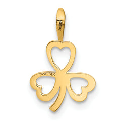 14K Gold Heart Clover Charm with Polished Finish Elegant Jewelry Piece