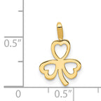 14K Gold Heart Clover Charm with Polished Finish Elegant Jewelry Piece