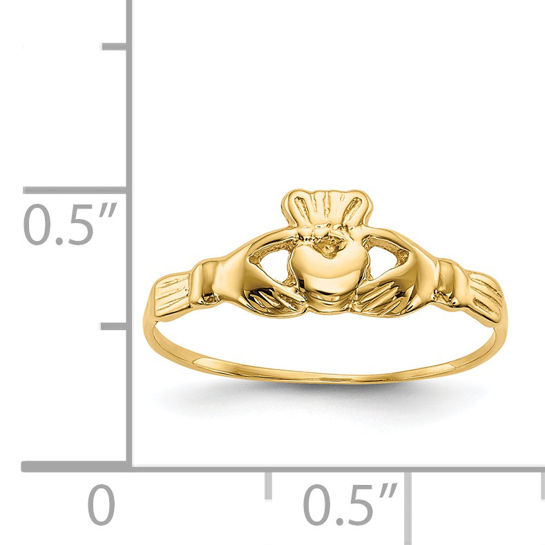14k Childs Polished Claddagh Ring - 4.5