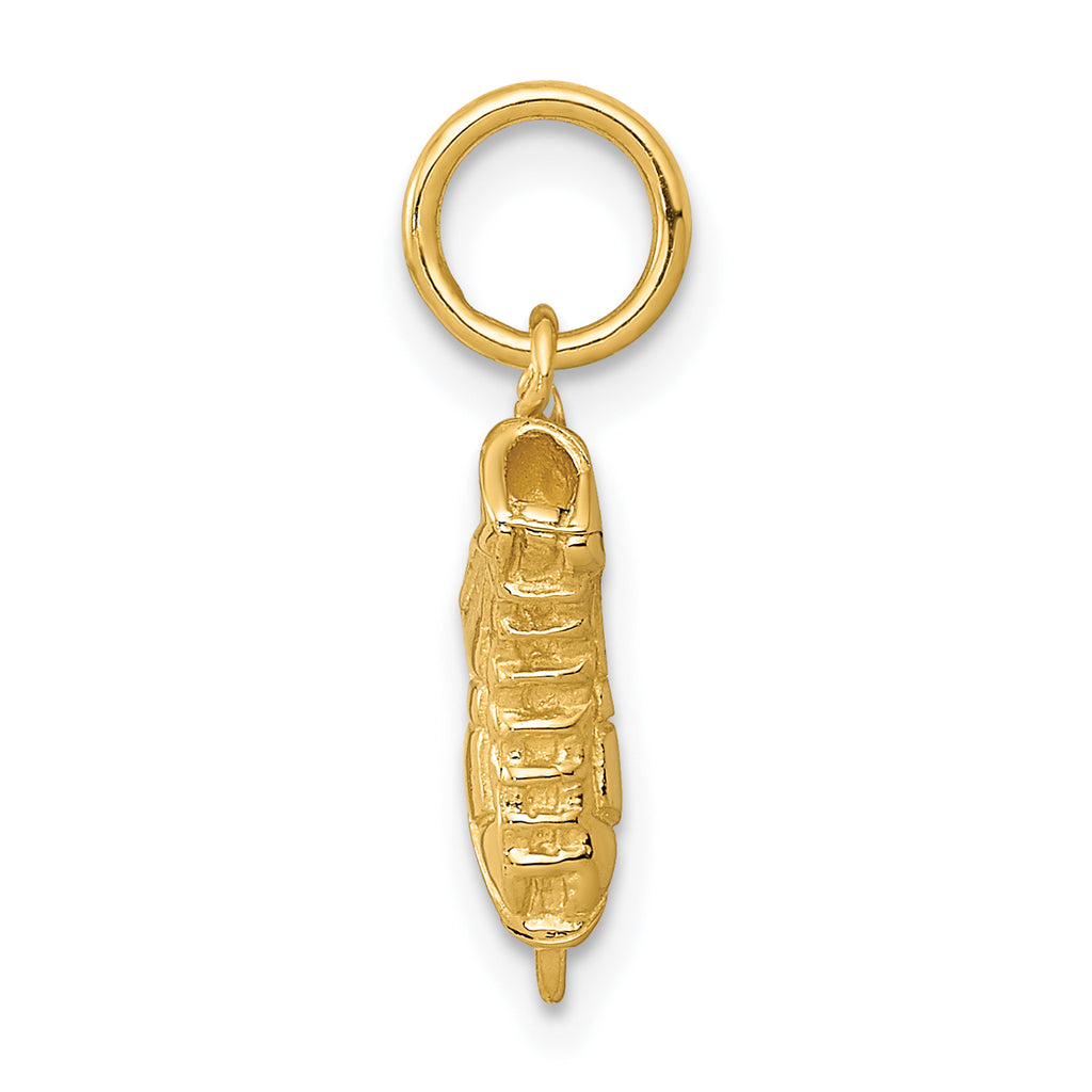 14K Gold 3D Ice Skate Charm with Polished Textured Finish