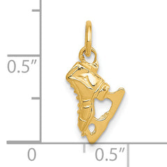 14K Gold 3D Ice Skate Charm with Polished Textured Finish