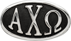 Sterling Silver LogoArt 15.25mm Alpha Chi Omega Sorority Greek Letters Enameled Oval Bead