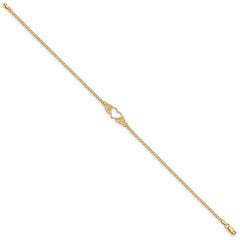 14k Polished Heart 10inch  Anklet