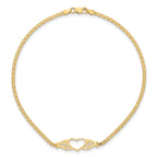 14k Polished Heart 10inch  Anklet
