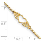 14k Polished Heart 10inch  Anklet