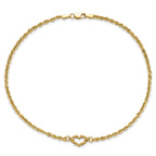 14k Diamond-cut Open Heart Rope Anklet