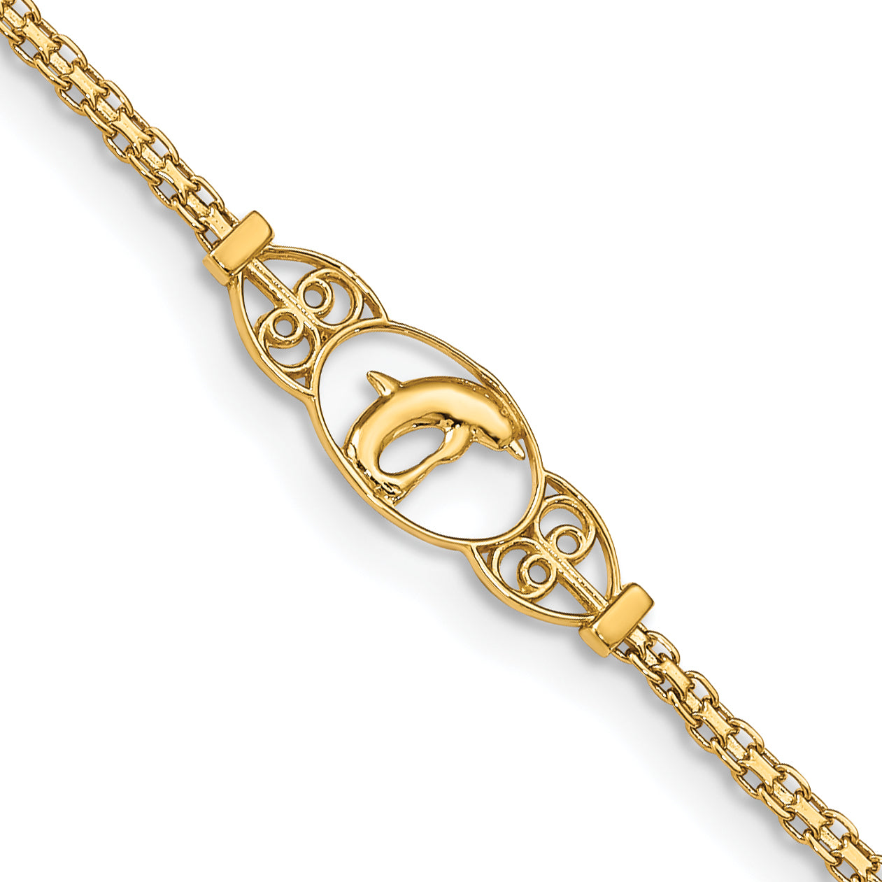 14k Polished Dolphin 9in Anklet Main image