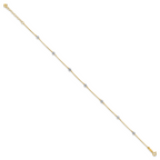 14K Two-tone Diamond-cut Beads 9in Plus 1in Ext. Anklet