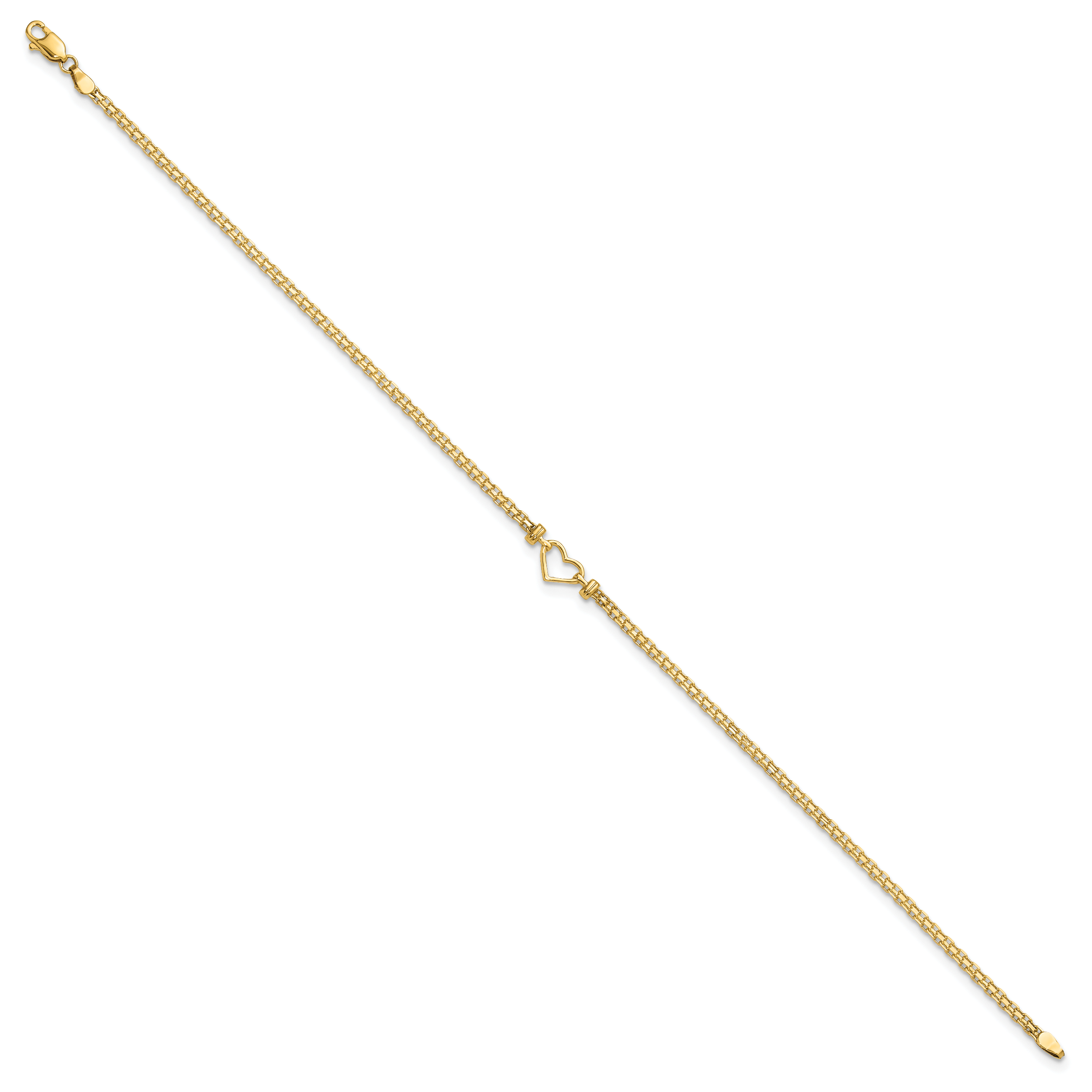 14k Fancy Heart 9inch Anklet Secondary image