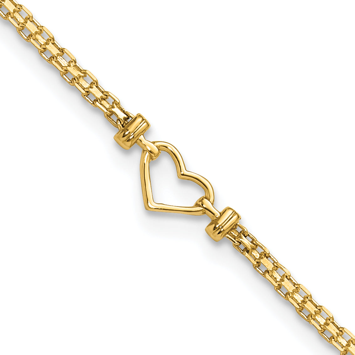 14k Polished Open-Heart 10inch Anklet Main image
