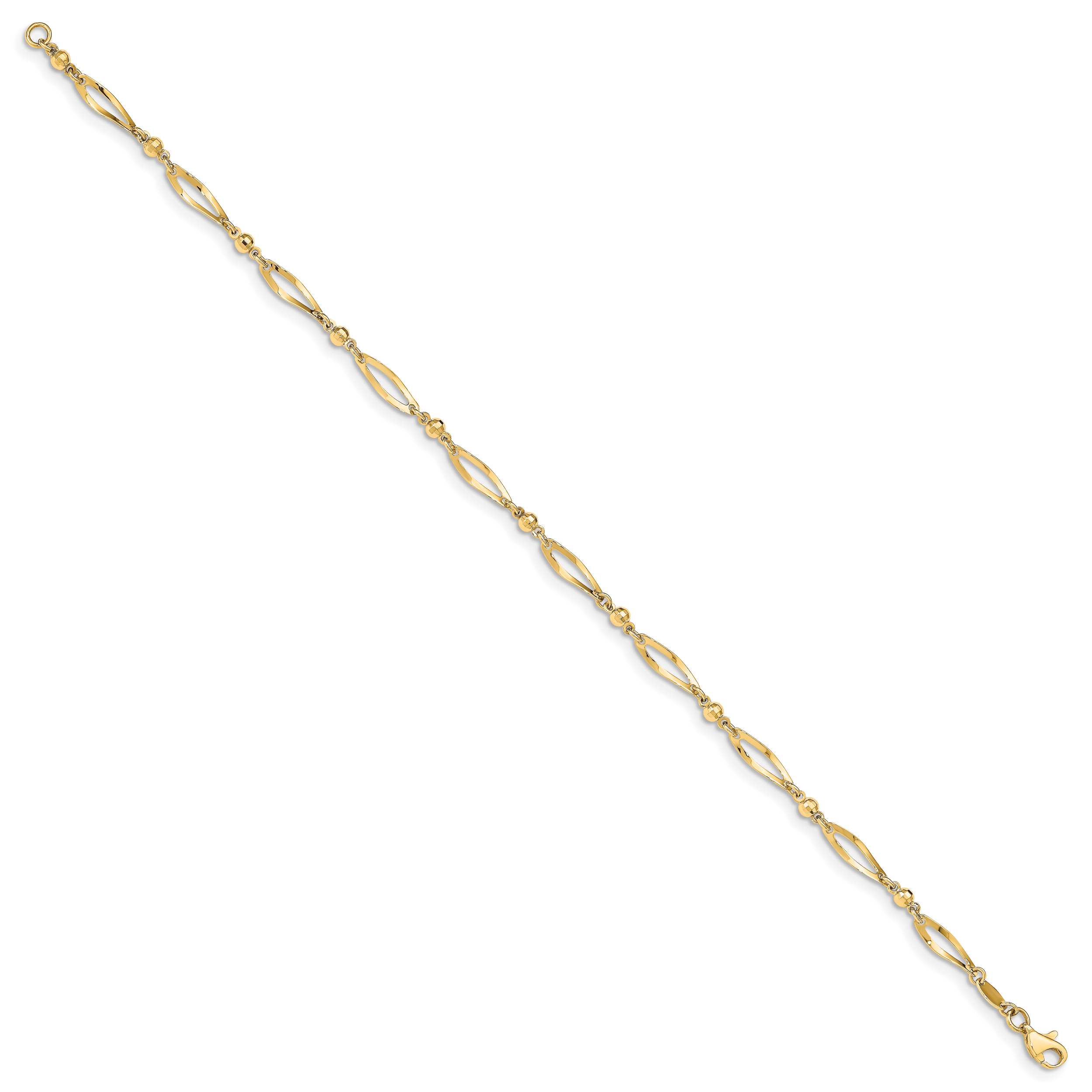 14k Polished and Diamond-cut 9in  Anklet Secondary image