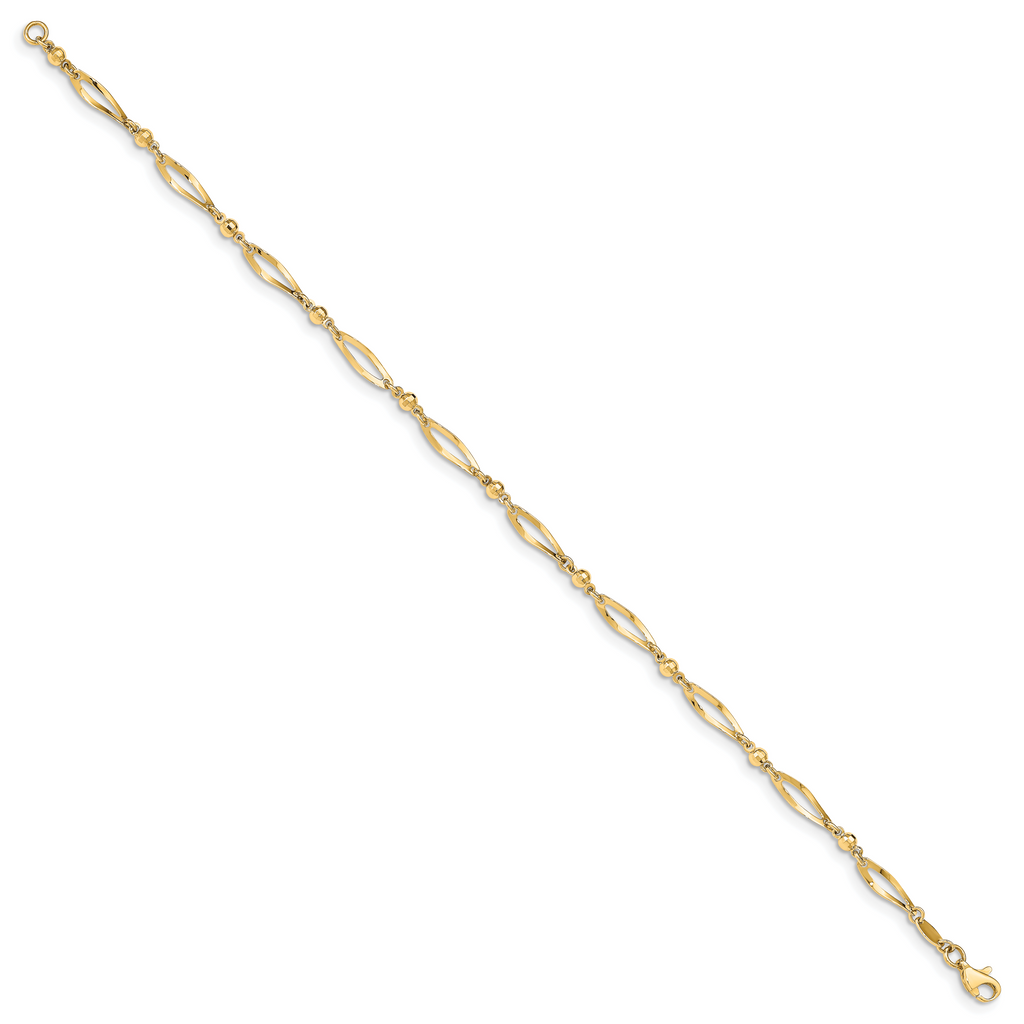 14k Polished and Diamond-cut 9in  Anklet