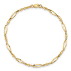14k Polished and Diamond-cut 9in  Anklet