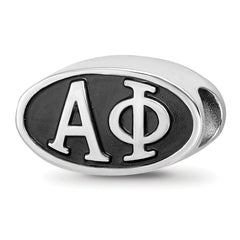 Sterling Silver LogoArt Alpha Phi Sorority Greek Letters Enameled Oval Bead