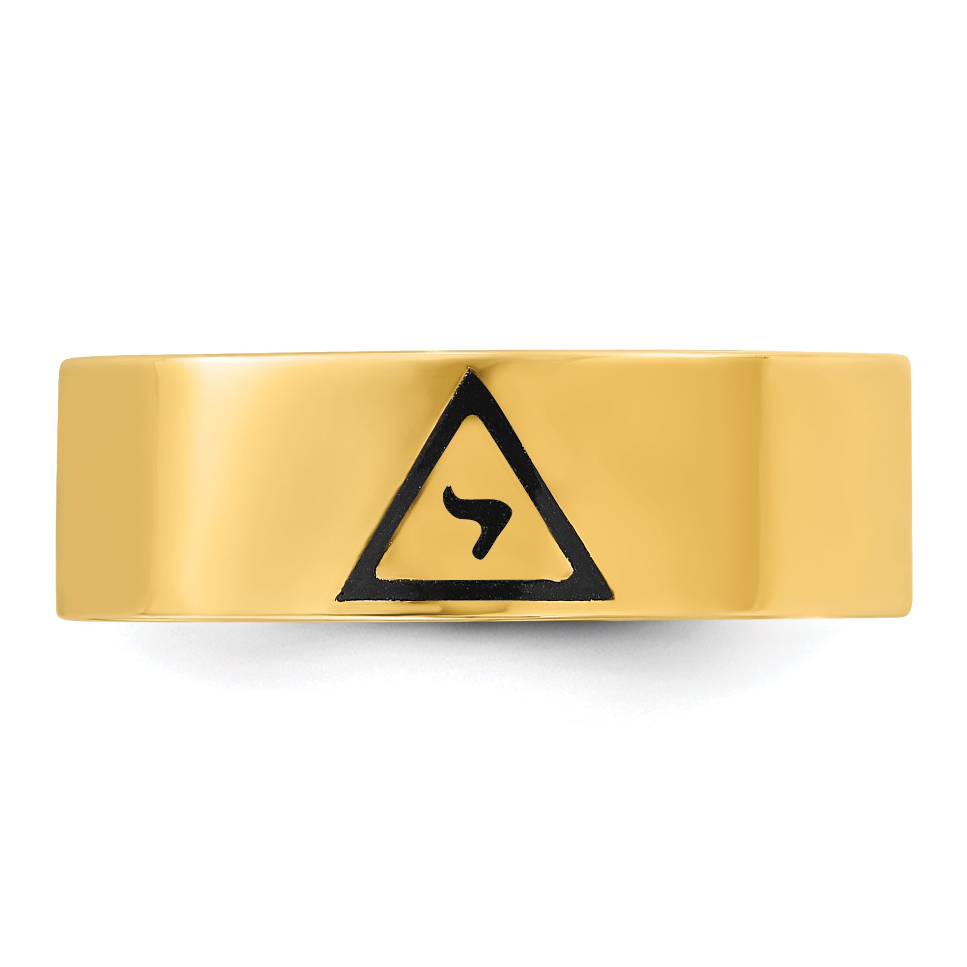 IBGoodman 10k Men's Polished with Black Enamel 14th Degree Grand Elect Masonic Ring - 10